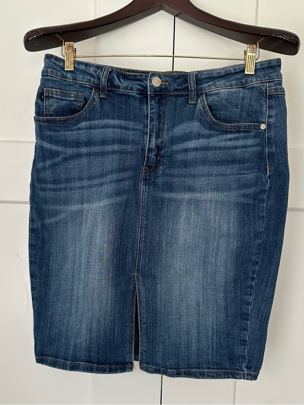 Judy Blue Medium Wash Denim Skirt with Front Slit